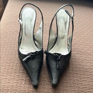 Fifth Avenue Black Slingback Heels with Pointed Toe